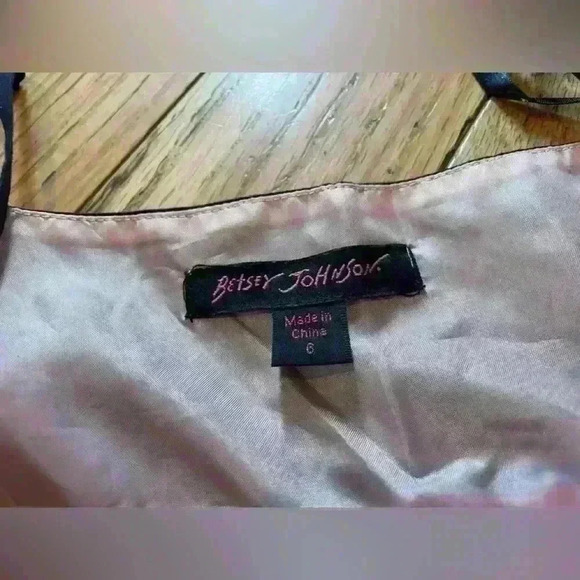 Betsey Johnson Vintage Black Mini Dress Empire Waist Illusion Sheer Y2K SZ 6 - Picture 3 of 16